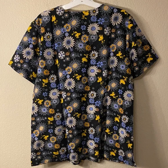 Peanuts Snoopy Floral Print Women's Tee - Black and Purple - Picture 7 of 7